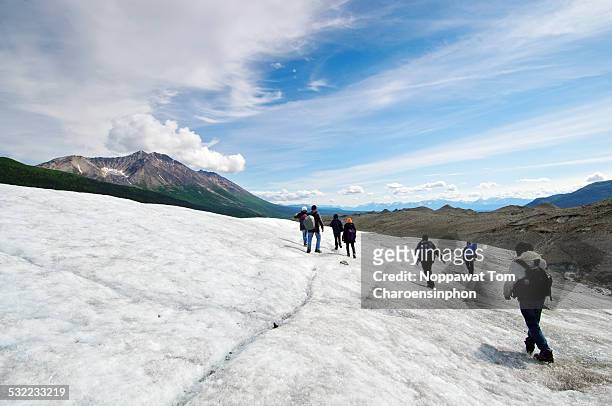walking on glacier - root glacier stock-fotos und bilder