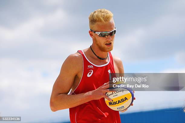 Tim Holler during day 2 of the 2016 AVP Cincinnati Open on May 18, 2016 at the Lindner Family Tennis Center in Cincinnati, Ohio.