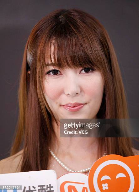 Japanese actress Yui Hatano attends the Global Gaming Asia on May 18, 2016 in Macau, China.