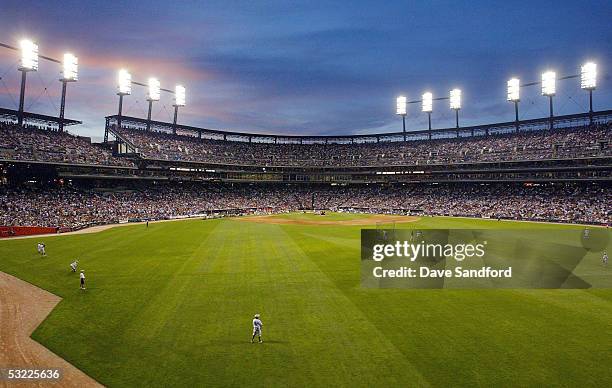 General view of Comerica Park is seen during the 2005 Major League Baseball Home Run Derby at Comerica Park on July 11, 2005 in Detroit, Michigan.