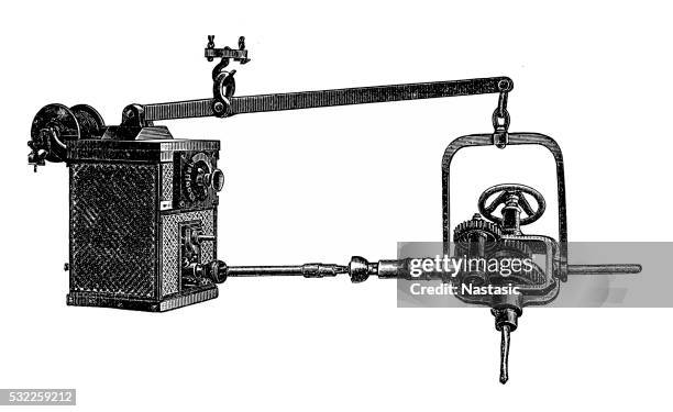 electromotive drive ,drilling machine - mechanic using drill stock illustrations