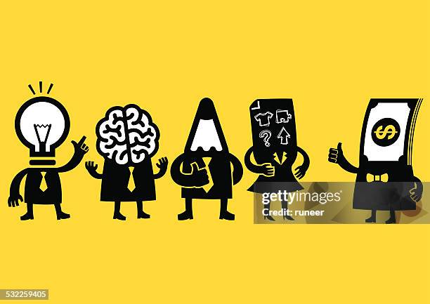 ilustraciones, imágenes clip art, dibujos animados e iconos de stock de creative business team & inversores/amarillo de negocios - design professional