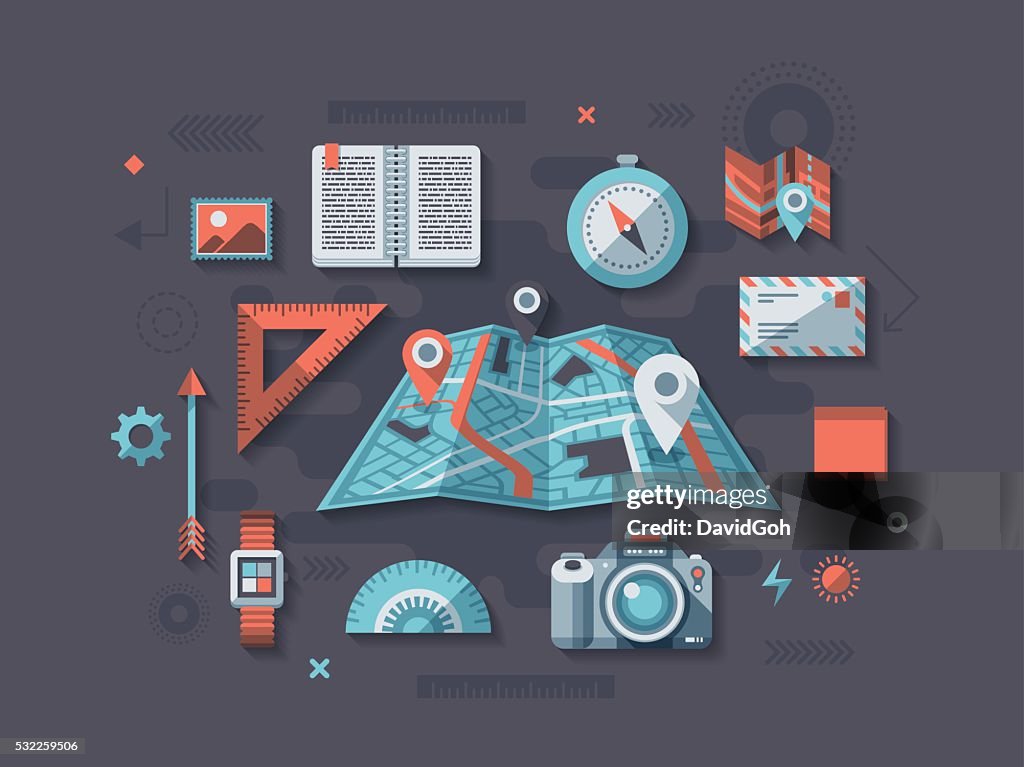 Basic Navigation Images Navigation Flat Design Concept High-Res Vector Graphic - Getty Images