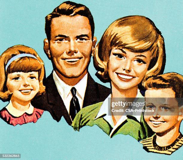 happy family smiling - husband stock illustrations