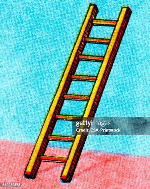 ladder leaning on wall - ladder leaning stock illustrations