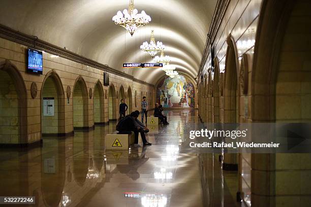 almaty metro - almaly station - kazakhstan culture stock pictures, royalty-free photos & images