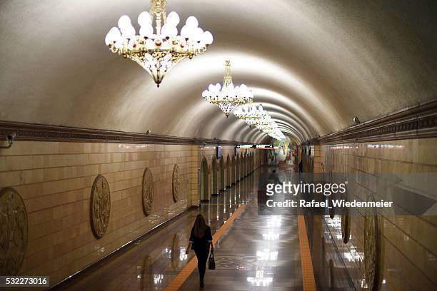 metro almaty - almaly station - kazakhstan culture stock pictures, royalty-free photos & images