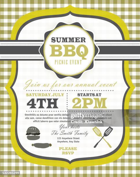picnic invitation design template - potluck stock illustrations