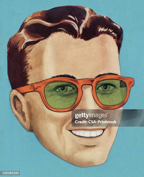 smiling man - man sunglasses stock illustrations