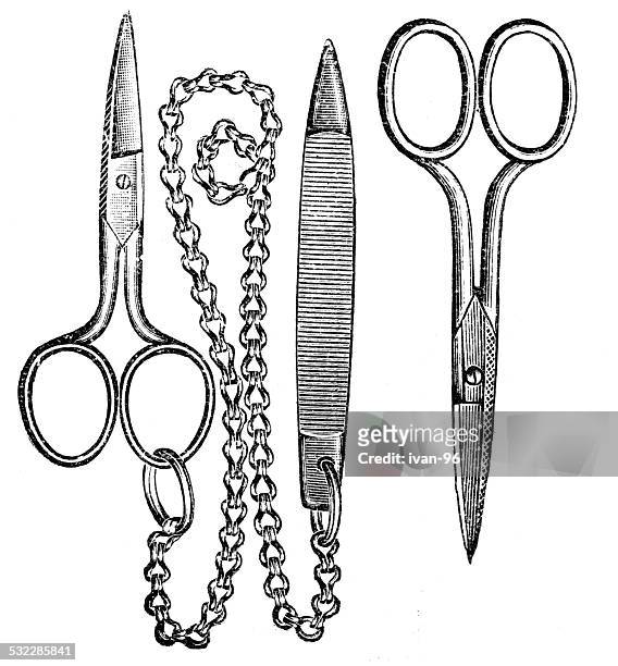 manicure pedicure set - surgical scissors stock illustrations
