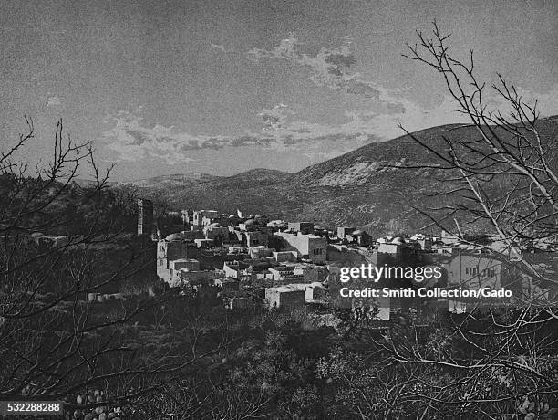 Photograph of the city of Nablus taken from a hill side, the city is a center for Palestinian culture and commerce, it is home to the An-Najah...