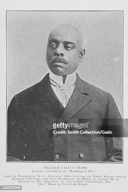 Black and white photograph, portrait, of William Calvin Chase, an African-American lawyer and newspaper editor, native of Washington, DC, who...