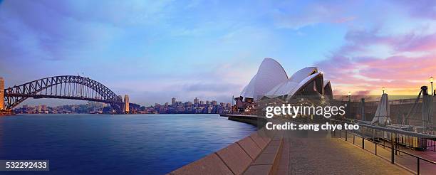 sydney opera house panorama - australia panoramic stock-fotos und bilder