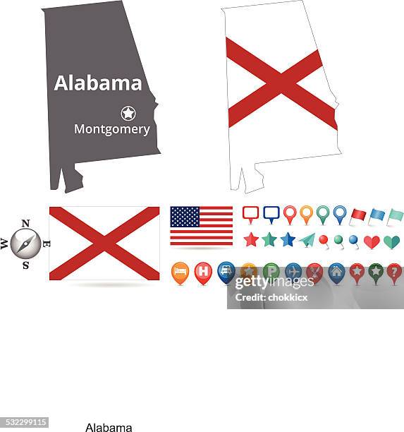 alabama map kit - montgomery alabama stock illustrations