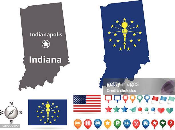 indiana karte kit - indianapolis stock-grafiken, -clipart, -cartoons und -symbole