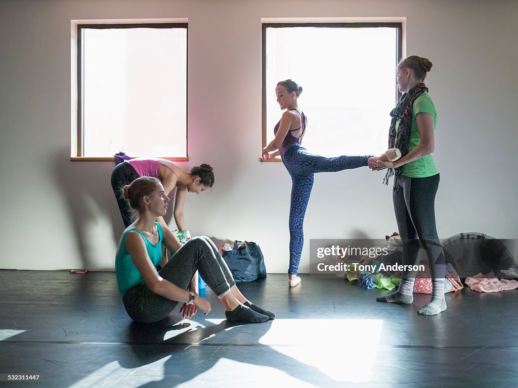 Ballet students between classes