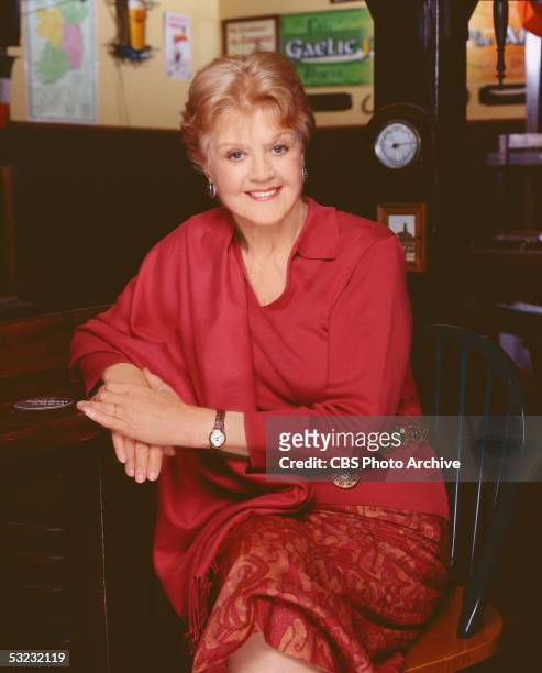 Publicity portrait of English actress Angela Lansbury in character as superannuated sleuth Jessica Fletcher in a tv movie based on the CBS detective...