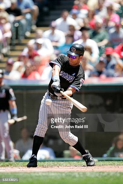 Jose Cruz Jr. Of the Arizona Diamondbacks bats during the game against the Cleveland Indians at Jacobs Field on June 19, 2005 in Cleveland, Ohio. The...
