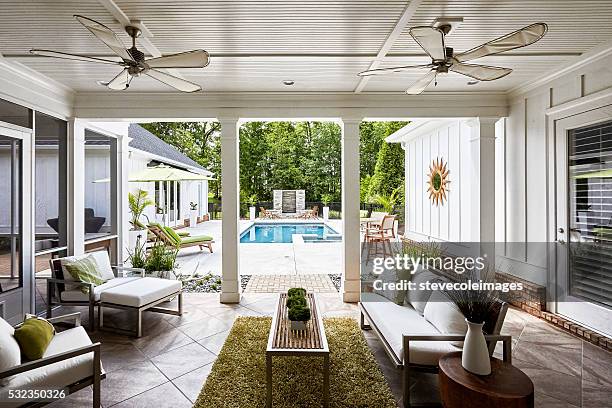 pool - landscaped patio stock pictures, royalty-free photos & images