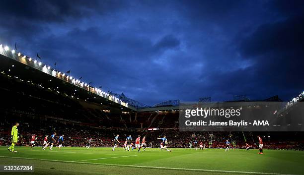 General view of the re-scheduled Barclays Premier League match between Manchester United and AFC Bournemouth at Old Trafford on May 17, 2016 in...