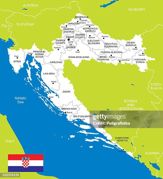 stockillustraties, clipart, cartoons en iconen met map of croatia - regio-dalmatië-kroatië