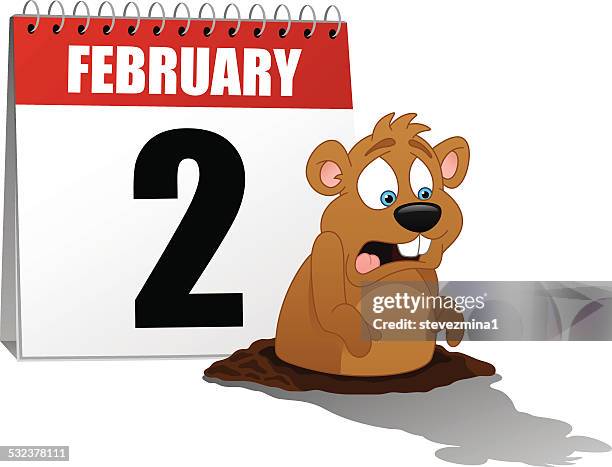 groundhog day - desk calendar stock illustrations