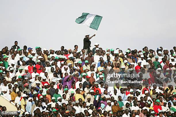 Nigeria fans during the 2006 World Cup Qualifying match between Nigeria and Angola at the Sany Abacha Stadium on June 18 in Kano, Nigeria.