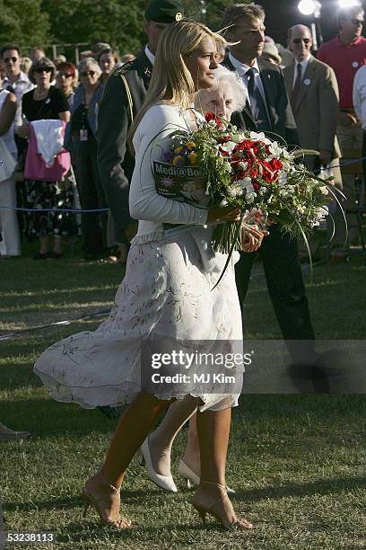 Princess Madeleine is seen at a concert during celebrations for Crown Princess Victoria's 28th birthday on July 14, 2005 in Borgholm, Sweden.