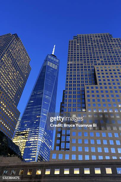 night view freedom tower - one world trade center night stock pictures, royalty-free photos & images