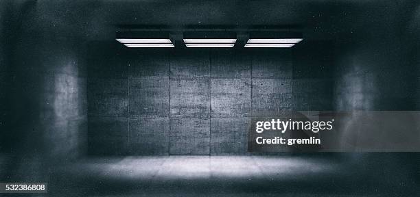 dark, spooky, empty office room - empty garage stock pictures, royalty-free photos & images