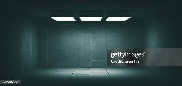 dark, spooky, empty office room - dark space stockfoto's en -beelden