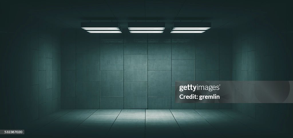 Dark, spooky, empty office room