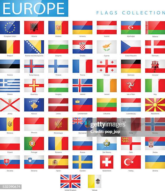 ilustraciones, imágenes clip art, dibujos animados e iconos de stock de europa-rectángulo brillante bandera de iconos plana-ilustración - all european flags