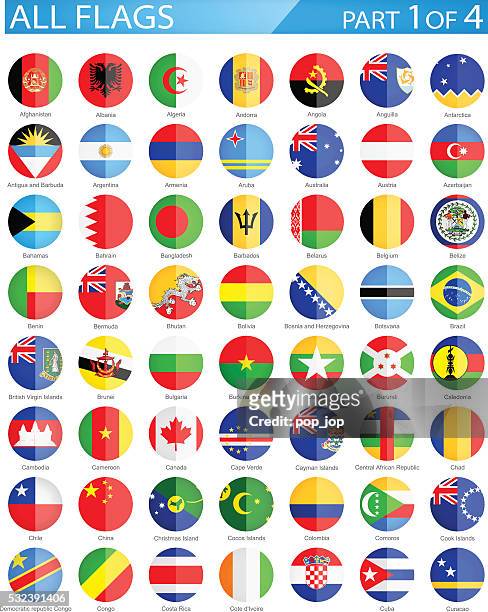 all world round flag flat icons - illustration - andorra stock illustrations