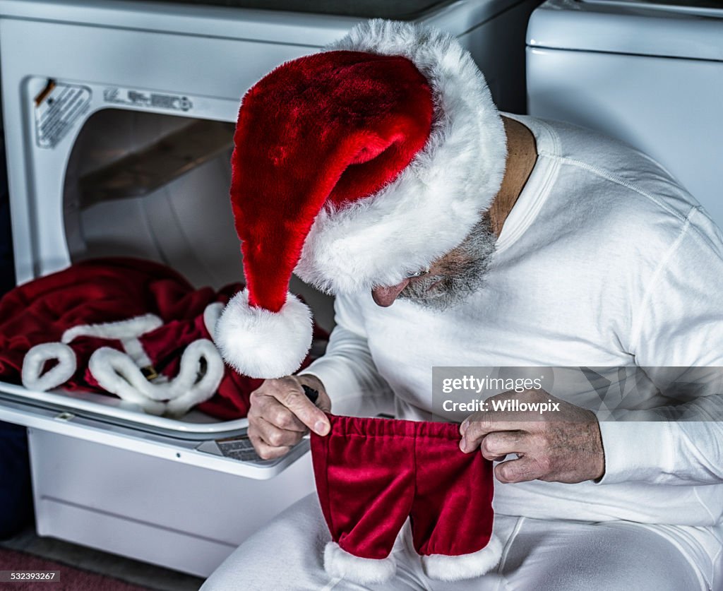 Santa Claus Disbelief With Shrunken Costume Pants