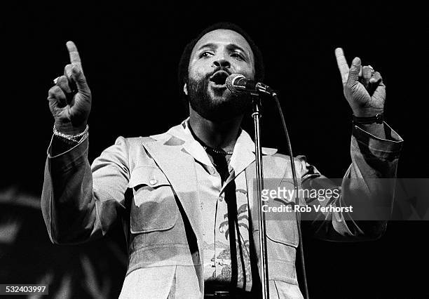 American gospel singer Andrae Crouch performs on stage at Congresgebouw, Den Haag, 18th March 1980.
