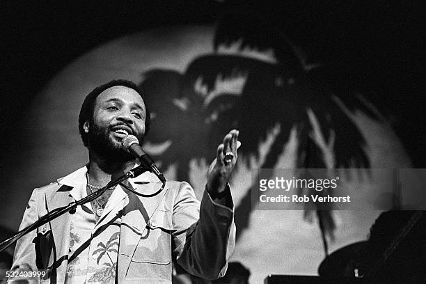American gospel singer Andrae Crouch performs on stage at Congresgebouw, Den Haag, 18th March 1980.