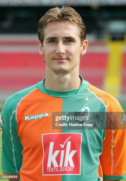 Miroslav Klose poses during the team presentation of Werder Bremen for the Bundesliga season 2005 - 2006 on July 15, 2005 in Bremen, Germany.