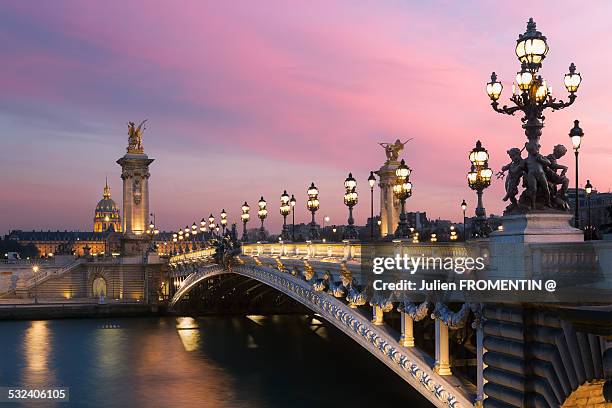 pont alexandre iii & les invalides - pont alexandre iii stock pictures, royalty-free photos & images