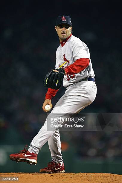 Matt Morris of the St. Louis Cardinals pitches against the Boston Red Sox during game two of the 2004 World Series on October 24, 2004 at Fenway Park...