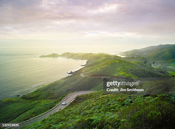 coastal road through rolling hills - california landscape stock pictures, royalty-free photos & images