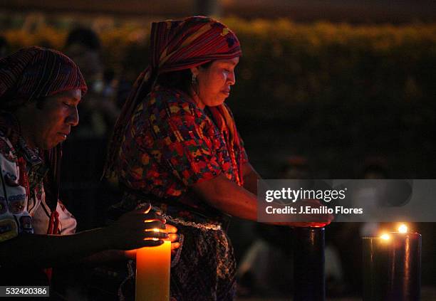 Indigenous Mayans during a ceremonial prayer hosted by Guatemalan Officials to welcome the upcoming 13th Baktun, an end to the ancient mayan calendar...