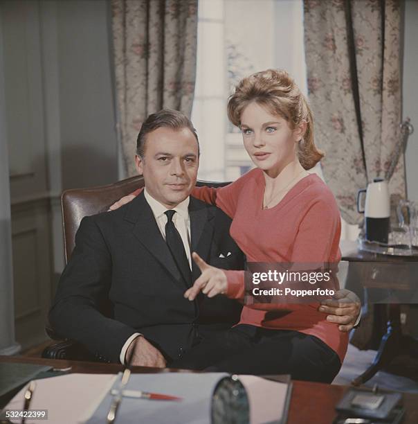 Czech born actor Herbert Lom pictured in character as Dr Roger Corder with actress Sally Smith who plays his daughter Jennifer on the set of the...