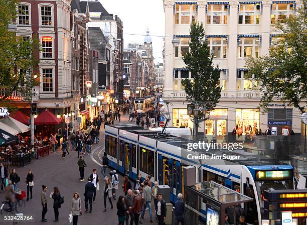 leidseplein in central amsterdam - dam square stock pictures, royalty-free photos & images