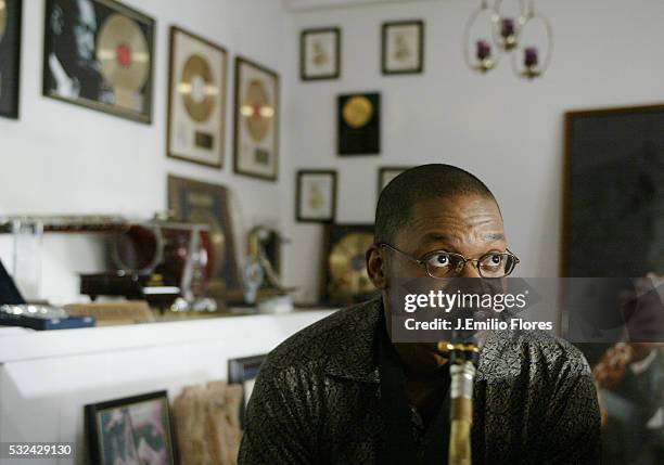 Ravi Coltrane at his mother Alice Coltrane's home. Alice and Ravi Coltrane have just released an album together called "Translinear Light".