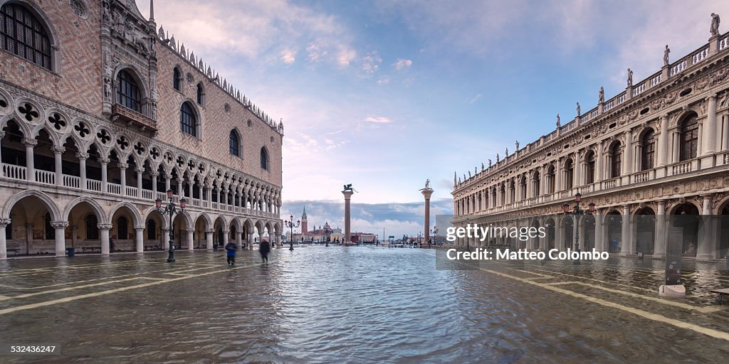 St Mark's square flooded with acqua alta, Venice