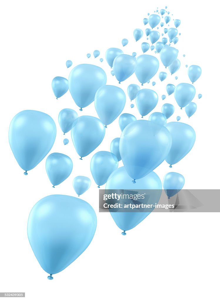 Light blue balloons floating