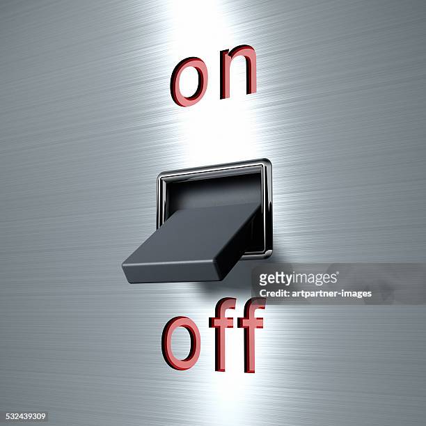 modern on/off switch in off position - turning on or off stockfoto's en -beelden