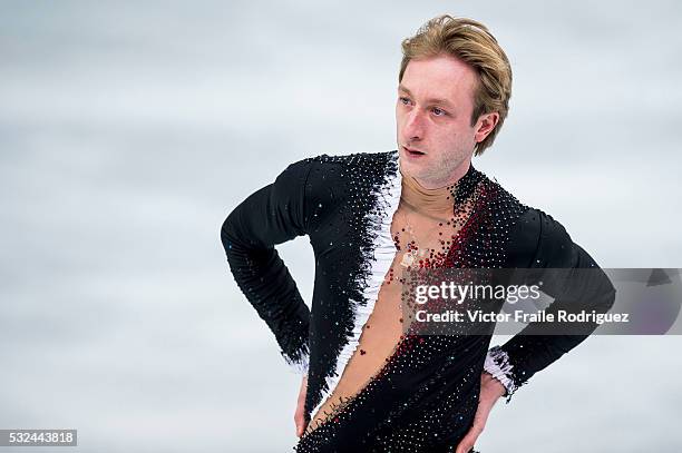 Evgeny Plyushchenko of Russia competes during Figure Skating Men's Short Program of the 2014 Sochi Olympic Winter Games at Iceberg Skating Palace on...