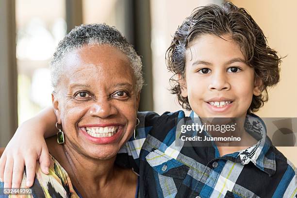 grandmother and grandson - afro caribbean ethnicity stock pictures, royalty-free photos & images